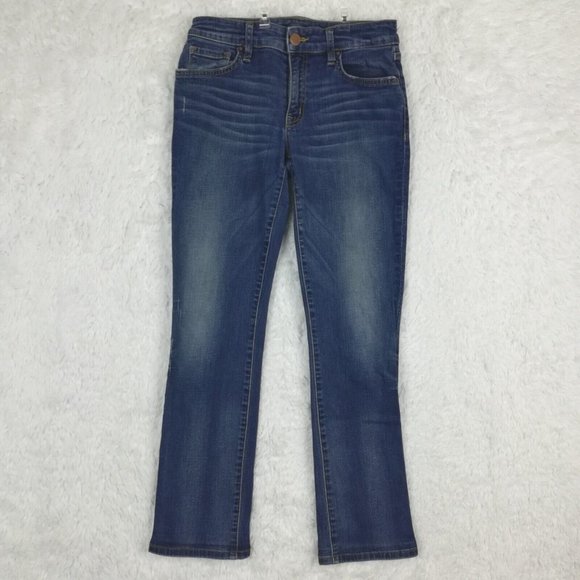 Jacob Davis Denim - Jacob Davis Womens Jeans Uma Straight Blue Denim Oakland Stone Wash Distress 28